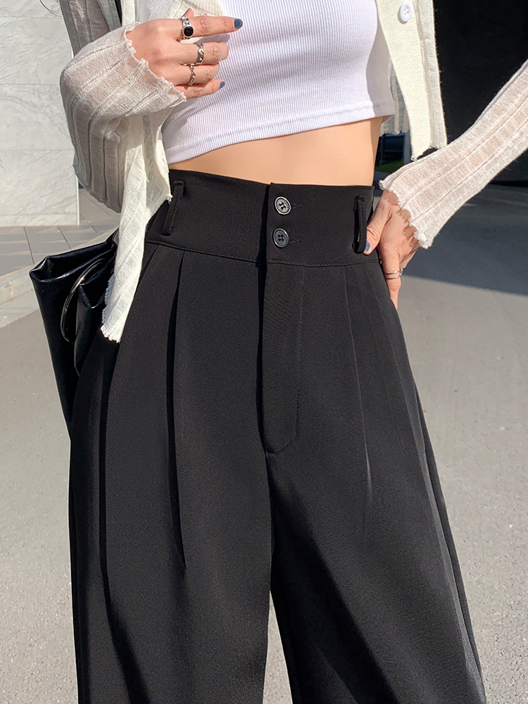 Official website wide legged pants women's summer high waist suit pants high-grade feeling loose and mop straight pants drooping pants