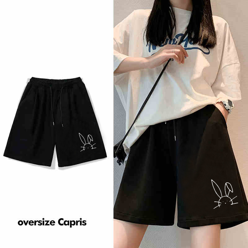 High waist casual sports shorts women's 2022 summer new Korean loose wide leg A-line hot pants trend