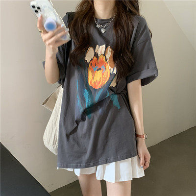 Retro medium long short sleeved T-shirt women's summer new Korean loose design, feeling the fashion of clothes