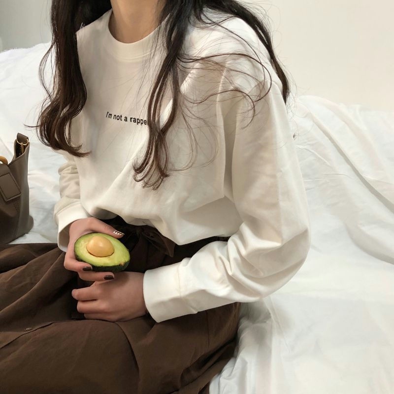 7709# Thin section autumn new women's Korean version long-sleeved t-shirt women's clothes Korean version loose letters