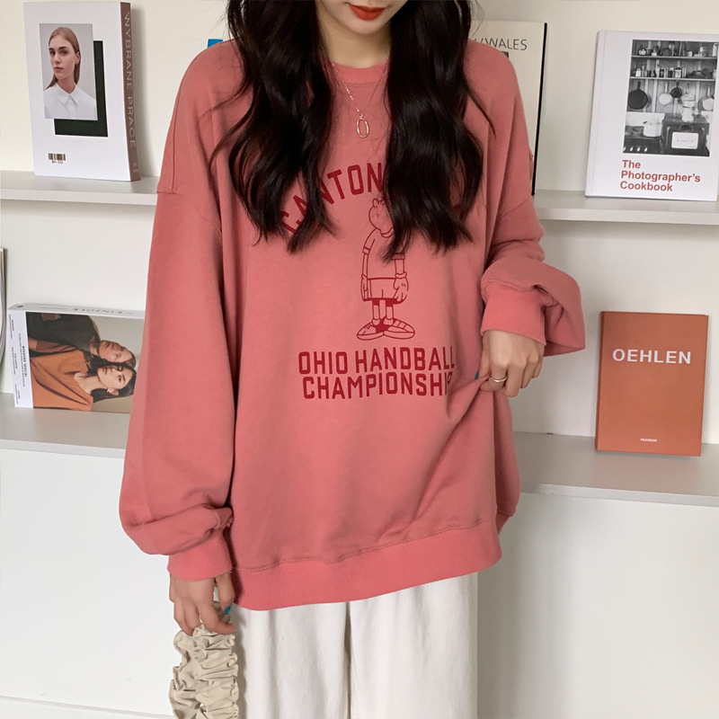 6802# Thin sweater women's autumn loose Harajuku style long-sleeved student clothes