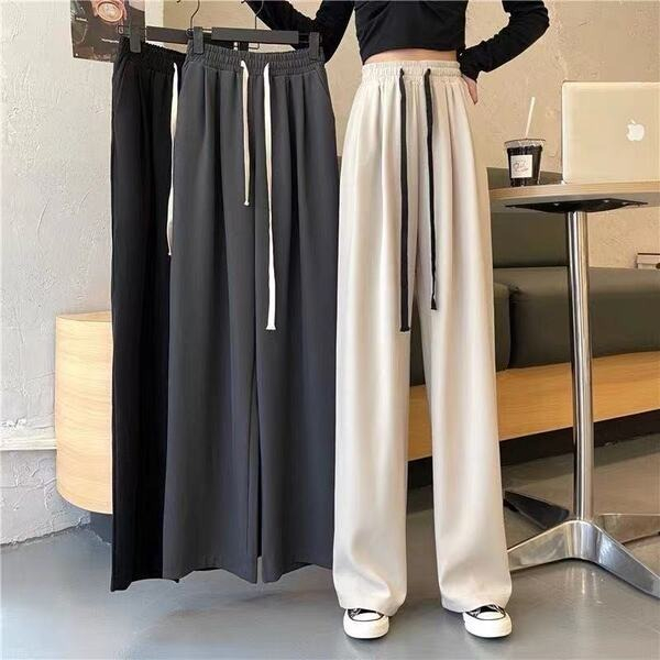 Fashion all-match wide-leg pants women's spring and autumn high-waisted drape casual pants new loose straight-leg mopping pants