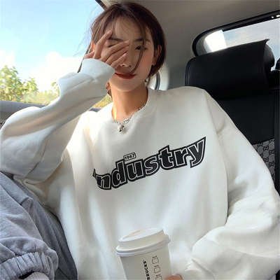 American hiphop printed sweater women's design sense of minority ins loose street style thin chic early autumn top
