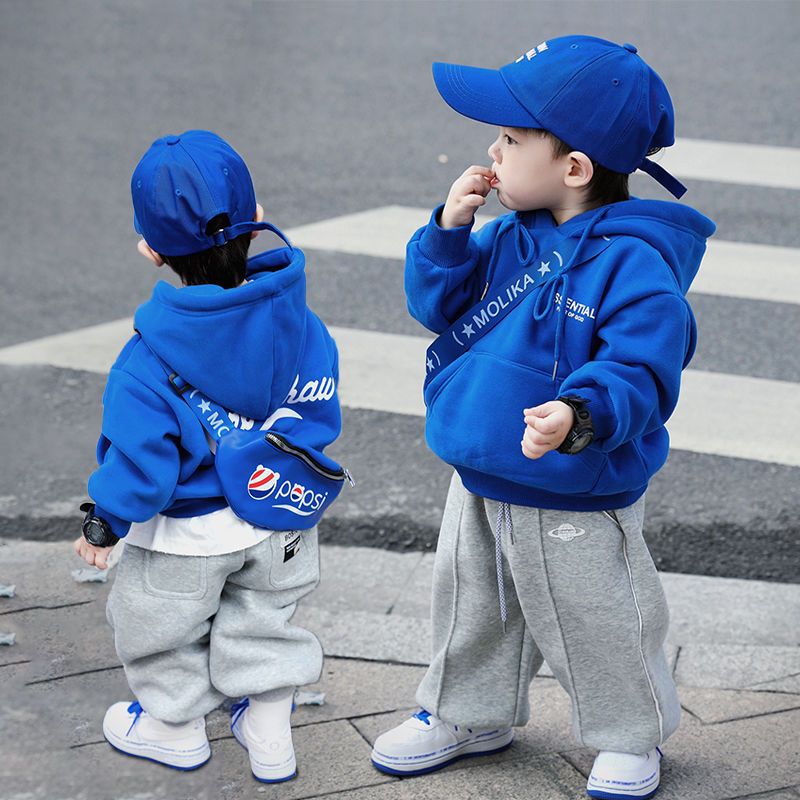 Boys' fleece sweater autumn and winter clothes new baby 1-3 years old warm tops children's thickened children's tops tide