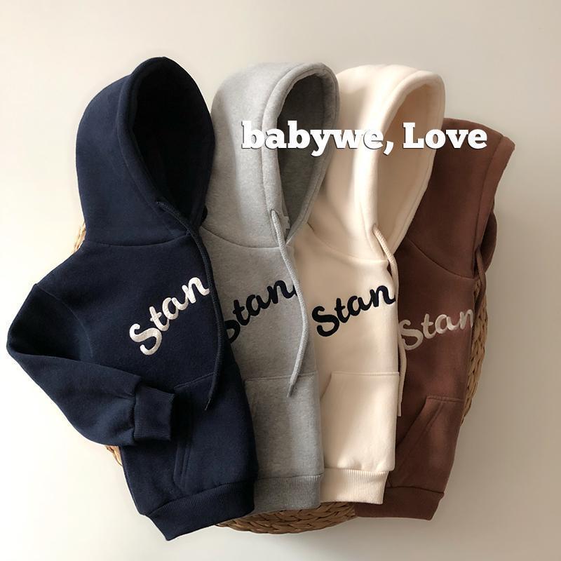 Children's clothing 2022 new children's fleece sweater tops boys and girls thickened hoodies foreign style warm baby tide