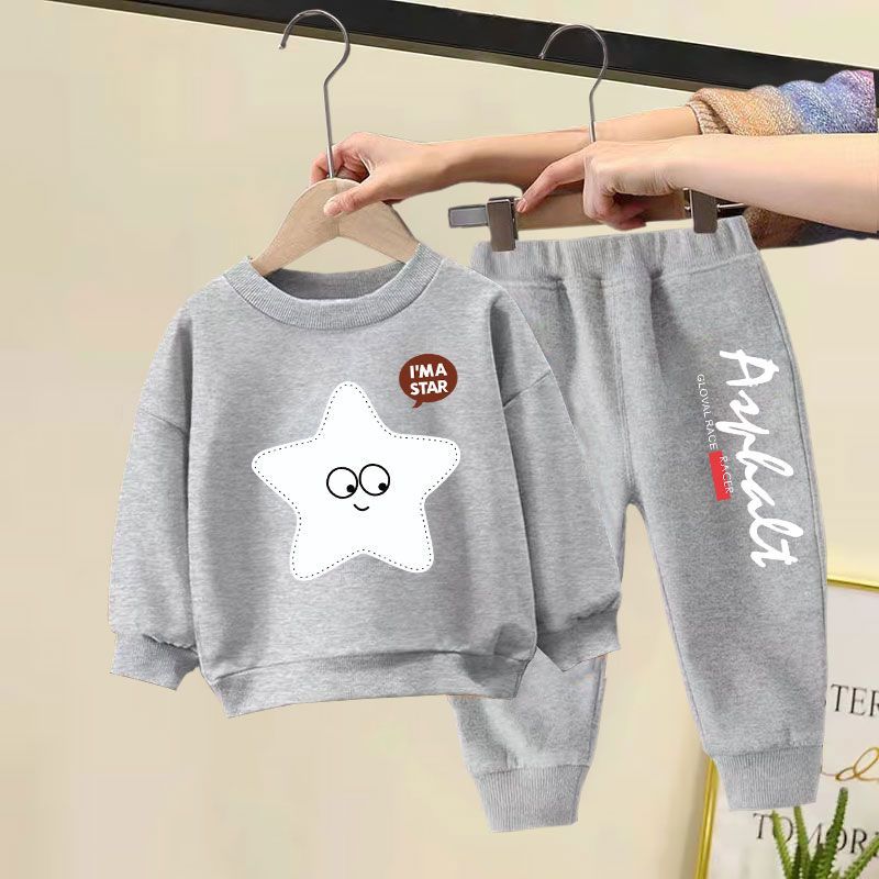 Children's suits 2022 autumn new style boys and girls long-sleeved tops middle and small children's baby sweater two-piece set