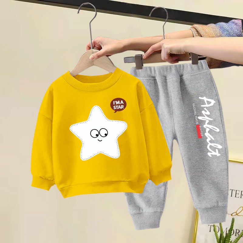 Children's suits 2022 autumn new style boys and girls long-sleeved tops middle and small children's baby sweater two-piece set