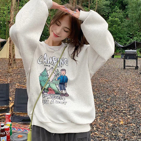 Super fire cec hoodie female spring and autumn Korean version oversize no hat thin coat ins tide students loose clothes