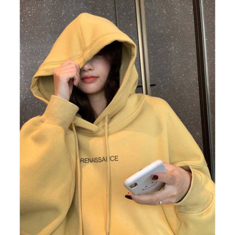 Autumn and winter fleece sweater female Korean version of the trendy student loose lazy wind long-sleeved ins thickened top hooded jacket cec
