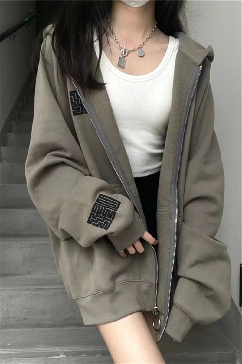 Big fish scales 260g 100% polyester thin sweater women's hooded print rear bag double cap