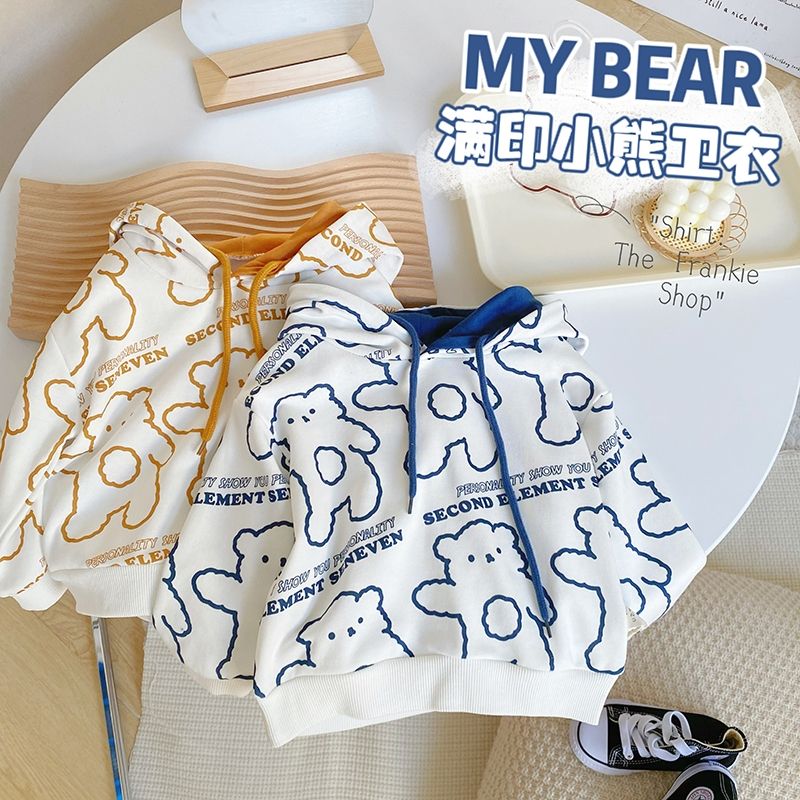 Boys spring sweater children's casual hooded spring bottoming shirt 2022 new little boy baby spring top