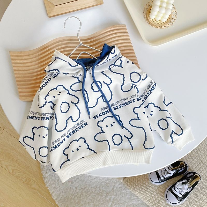 Boys spring sweater children's casual hooded spring bottoming shirt 2022 new little boy baby spring top