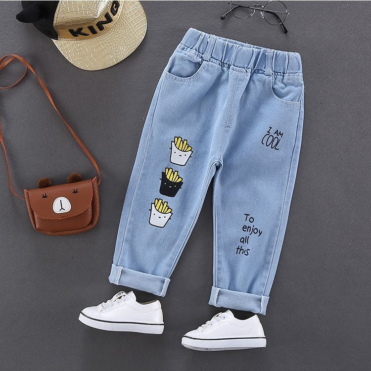 2021 new spring and autumn boys denim trousers children's clothing children's Korean casual pants spring jeans trend