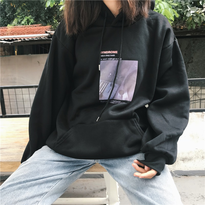190g David coat autumn and winter students loose class uniform plus velvet hooded sweater women