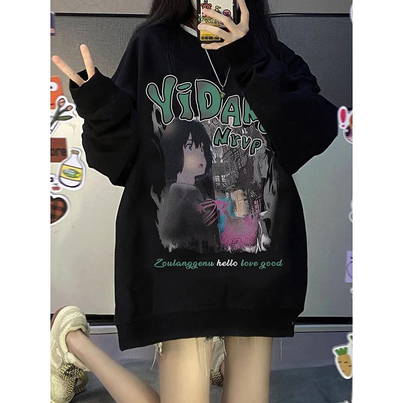 [280g Hong Kong Aberdeen quality back shoulder] Hong Kong style fat mm is thin and shoulders American retro sweater women