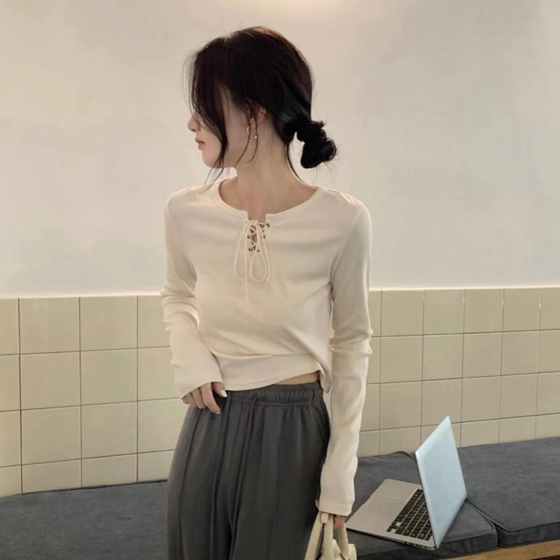6535 pull frame cotton autumn new design niche v-neck bottoming shirt slim fit