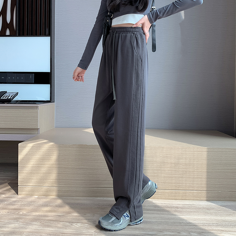 Real shot of 2104 gray sports pants women's spring and autumn 2023 new loose-fitting leggings pants small slim casual pants