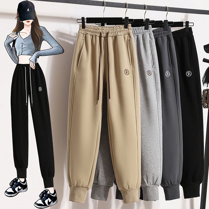 Pure cotton Huamian composite milk silk, official website 2132# sports pants women's pants spring and autumn harem pants casual pants