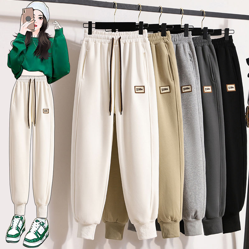 Pure cotton Huamian composite milk silk, official website 2131# sports pants women's pants spring and autumn harem pants casual pants