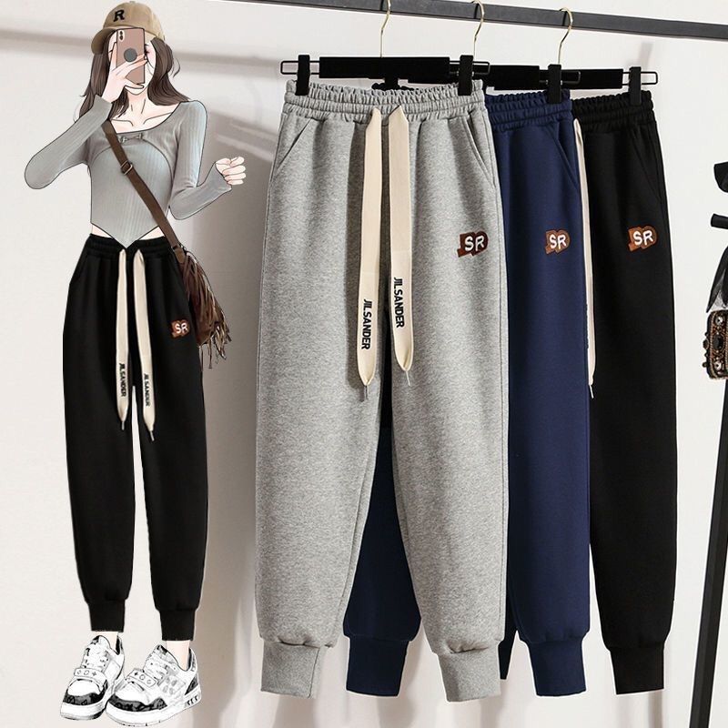 Pure cotton Huamian composite milk silk, official website 2134# sports pants women's pants spring and autumn harem pants casual pants