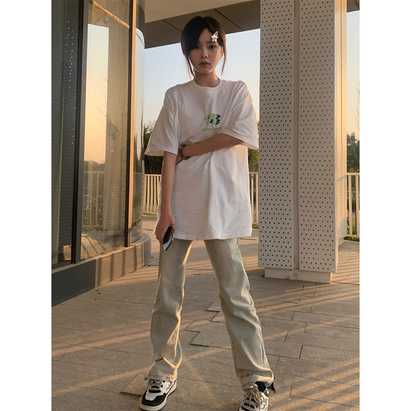 27314 special price (200g pure cotton pull shoulder strip) Douyin quality pure cotton short-sleeved T-shirt