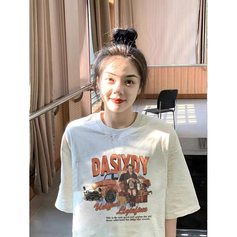 27401 special price (200g pure cotton pull shoulder strip) Douyin quality pure cotton short-sleeved T-shirt