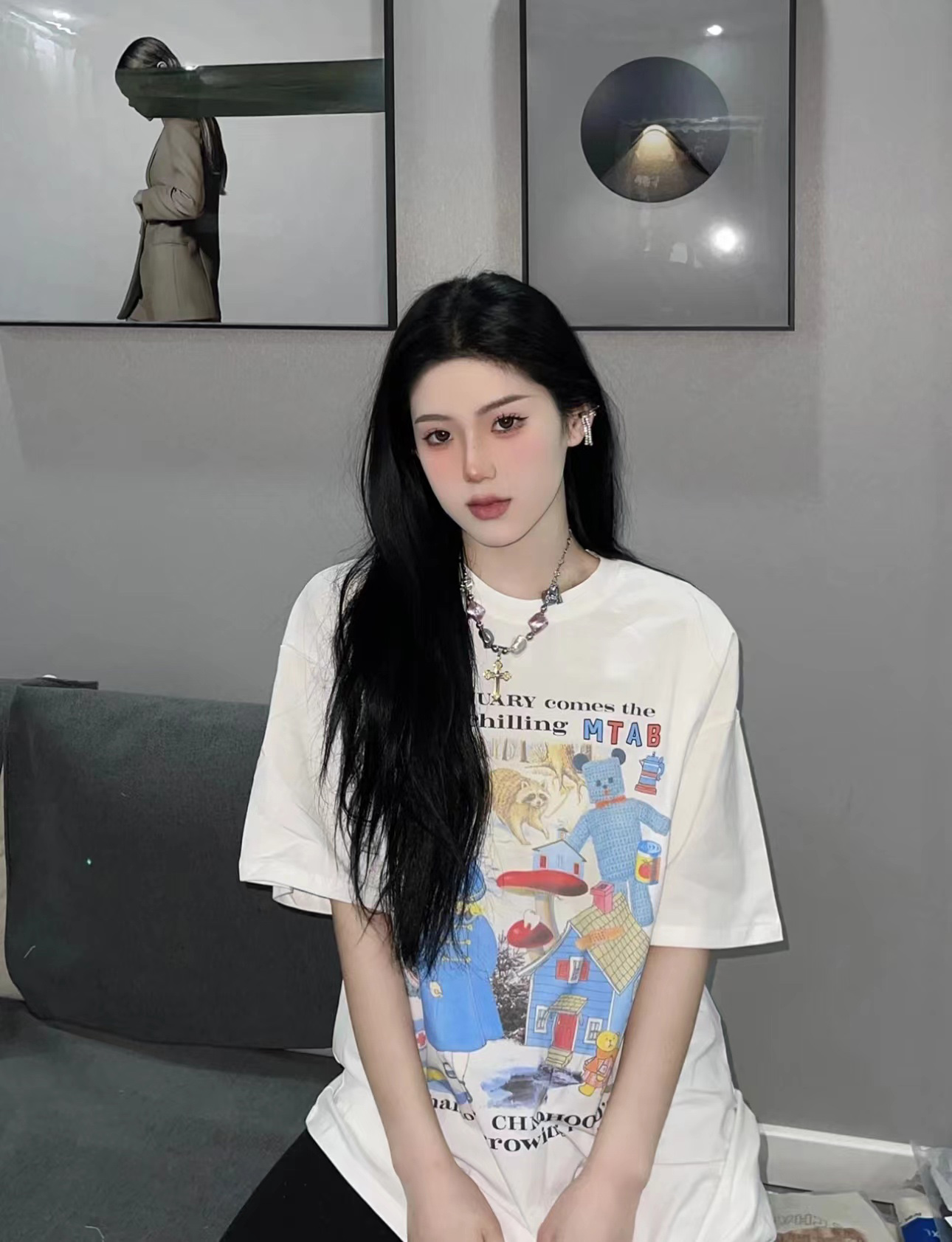 8910 special offer (200g pure cotton pull shoulder strip) Douyin quality pure cotton short-sleeved T-shirt