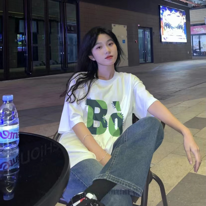27325 special price (200g pure cotton pull shoulder strip) Douyin quality pure cotton short-sleeved T-shirt