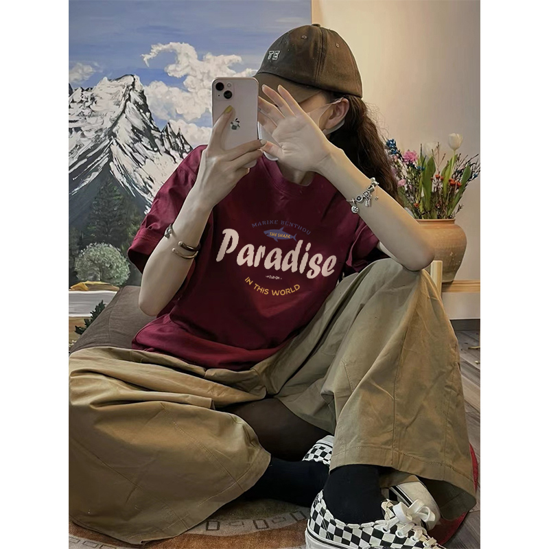 27315 special price (200g pure cotton pull shoulder strip) Douyin quality pure cotton short-sleeved T-shirt