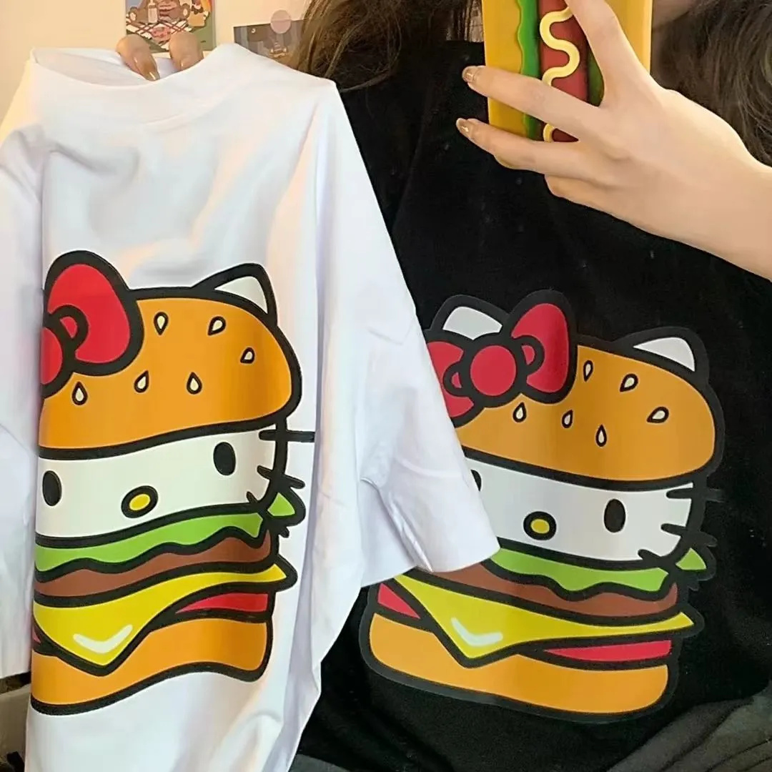 Hamburg short-sleeved t-shirt female summer ins new Japanese soft girl cute kt cat loose half-sleeved top