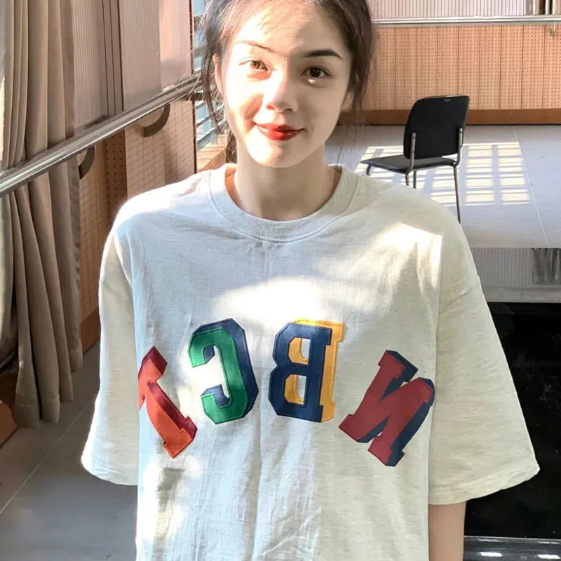 Short-sleeved t-shirt female 2023 summer new Korean version of ins trendy students loose BF lazy wind clothes