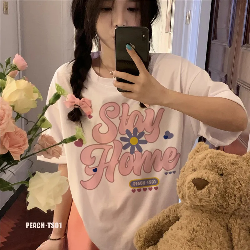 New short-sleeved T-shirt female Korean version loose sweet cute summer all-match student top trend