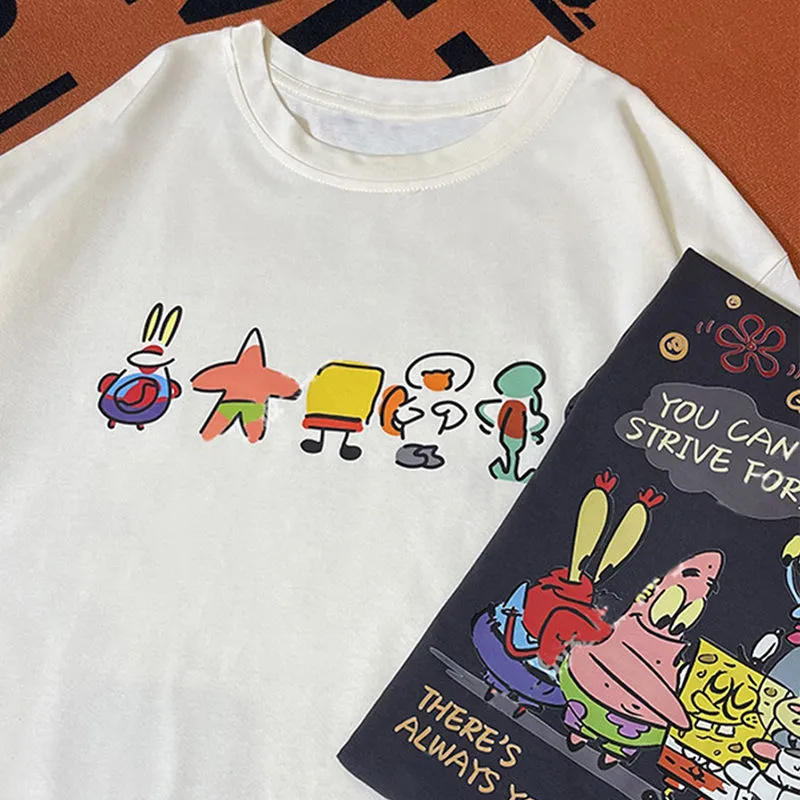 Summer 2023 new ins style cartoon short-sleeved t-shirt female loose printed half-sleeved T-shirt student