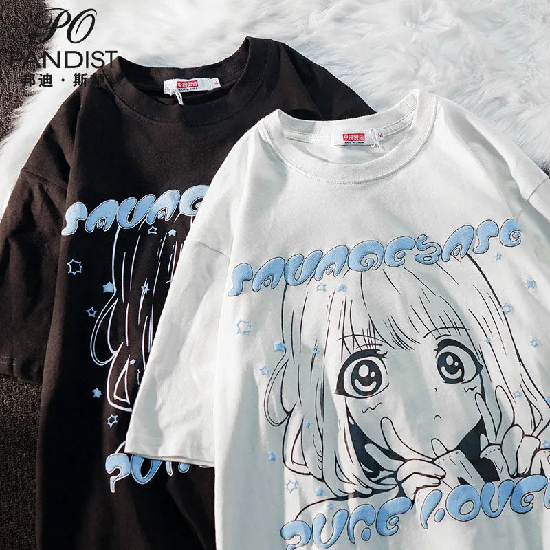 Summer new two-dimensional animation cartoon printing short-sleeved T-shirt female tide Japanese ins top student