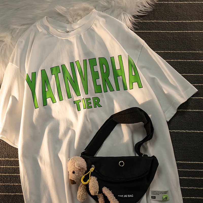 6535 cotton summer loose round neck top new short-sleeved t-shirt female print with bear bag