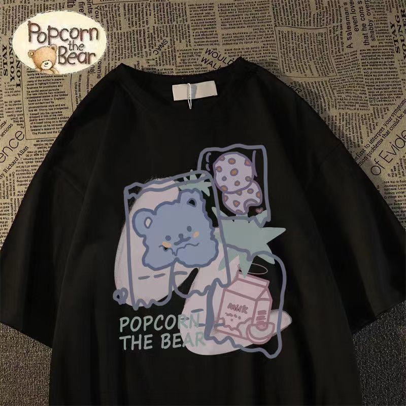 Cartoon cute short-sleeved T-shirt women's summer loose college wind top trendy niche all-match pullover