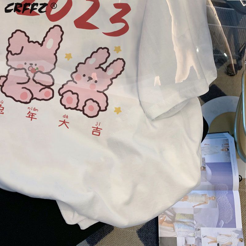 重磅短袖t恤女2023寬鬆韓版ins學生BF原宿風百搭上衣體恤