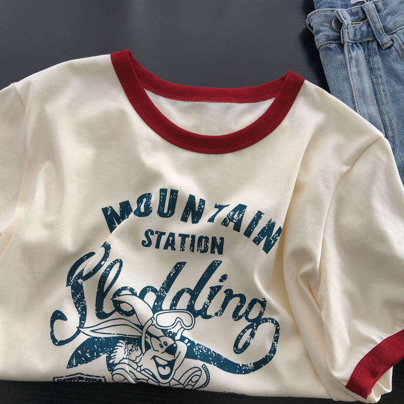 6535 cotton new short-sleeved T-shirt female printing