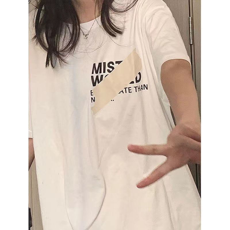 Korean version of the student print short-sleeved T-shirt women's trendy loose niche tops short-sleeved T-shirts all-match tops