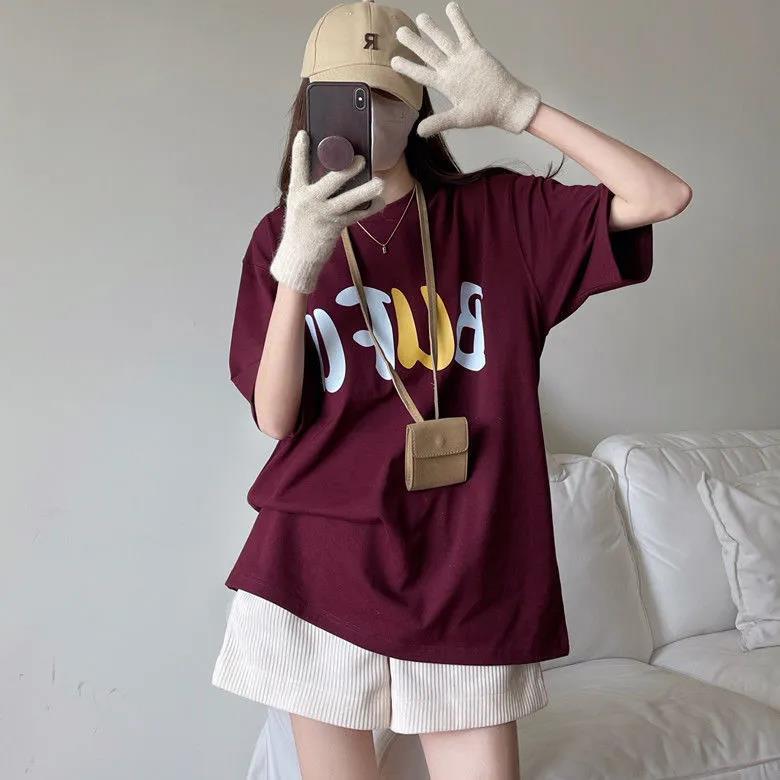 Summer Hong Kong style short-sleeved t-shirt Korean version of the new student letter printing all-match casual sweet and spicy top