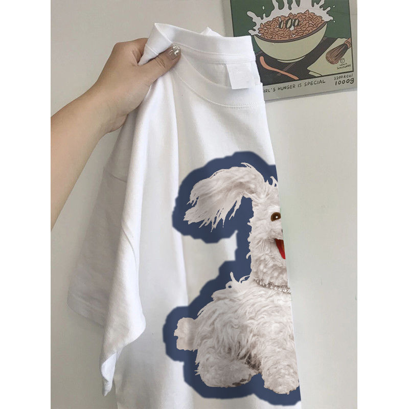 American style white short-sleeved T-shirt women's clothing 2023 summer new loose all-match chic top trend