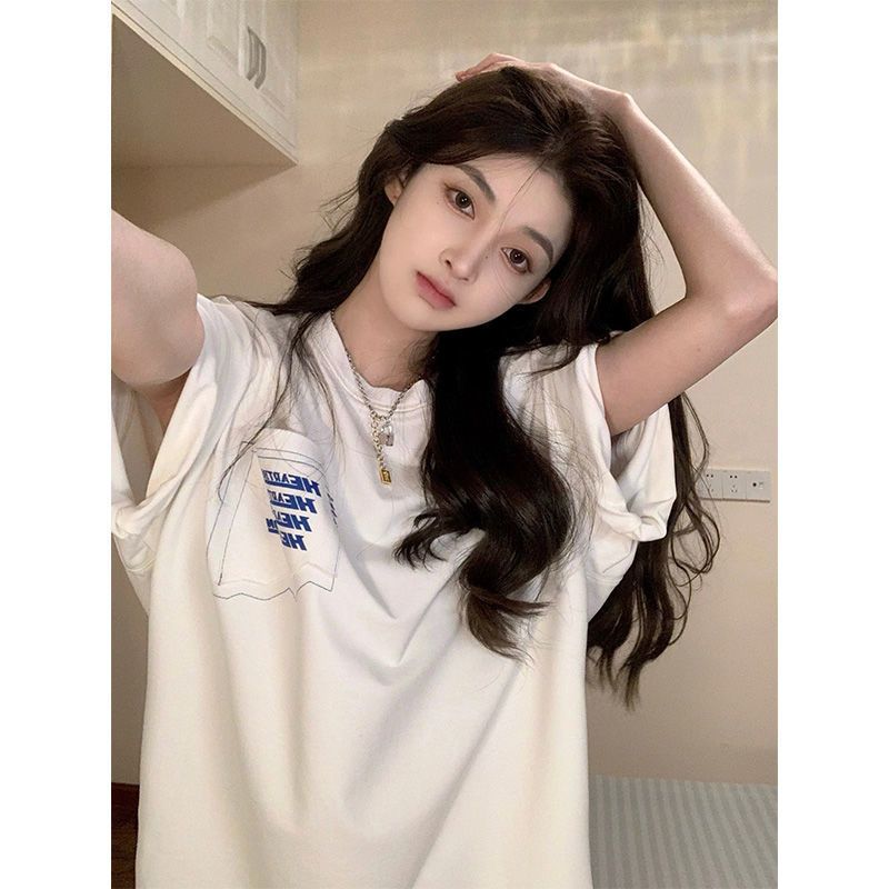 Short-sleeved T-shirt women's  new design sense niche chic Hong Kong flavor summer clothes students Korean version loose tops ins tide