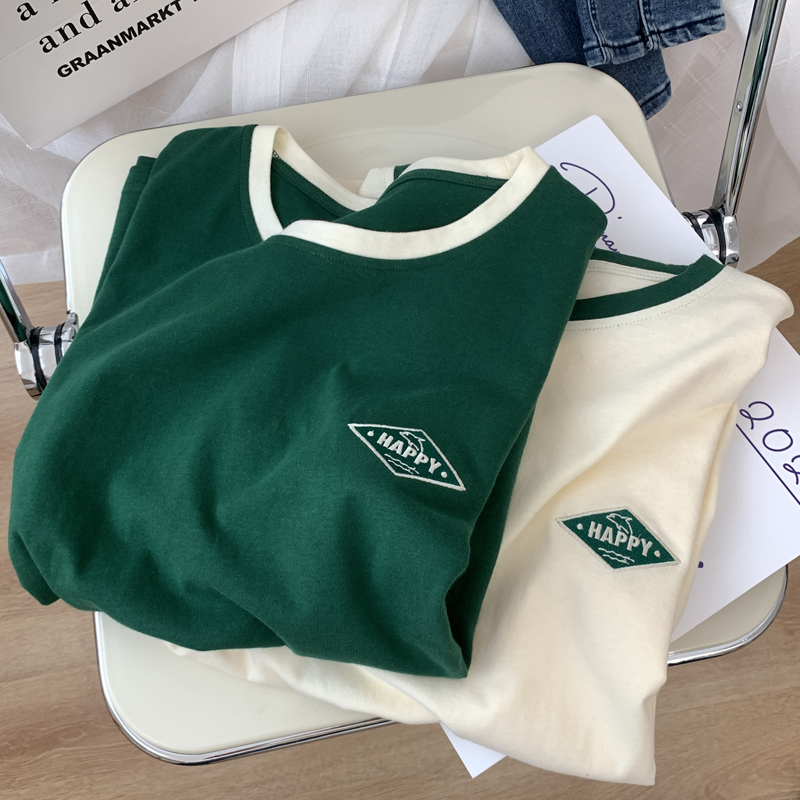 6535棉 新款短袖t恤女刺繡