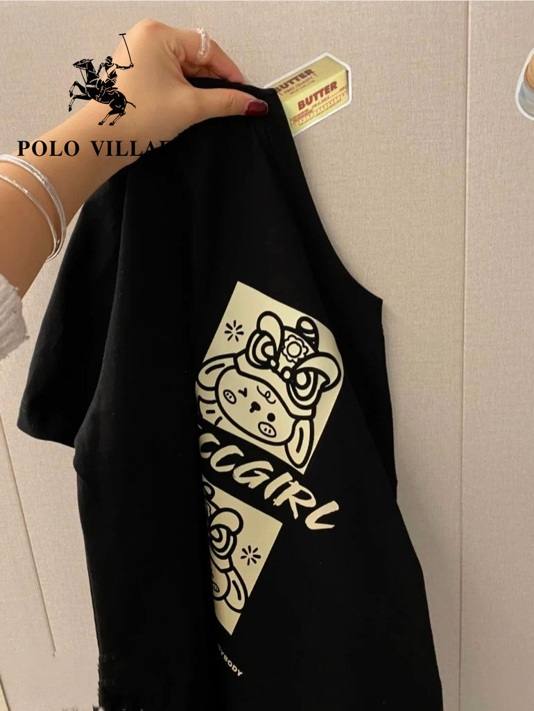 Salt cartoon sweet men and women college style round neck T-shirt women's clothing college style all-match top trend