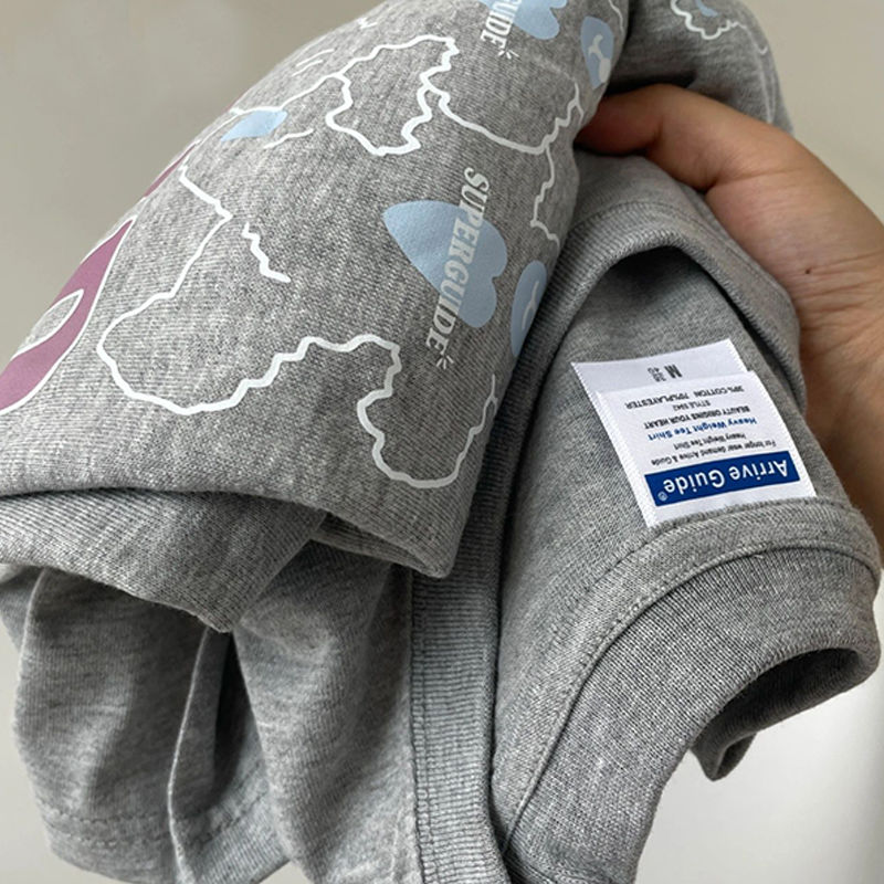 New summer gray t-shirt female Japanese bear print short-sleeved loose college wind top ins tide