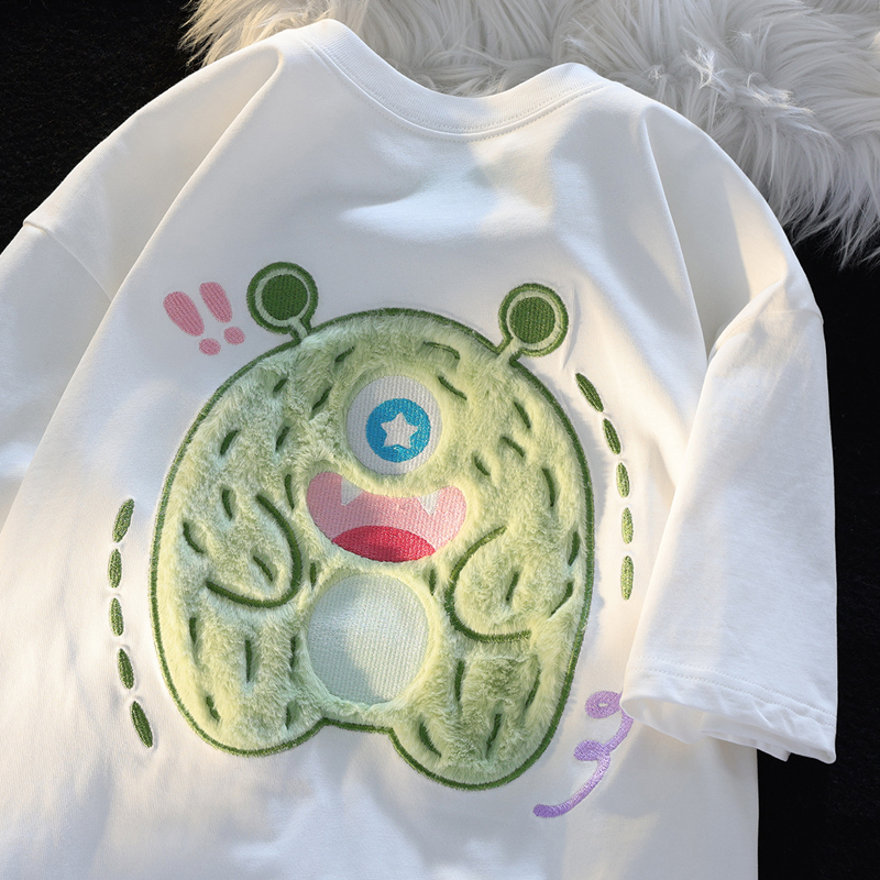 210 grams of pure cotton back bag combed tightly new short-sleeved t-shirt female flocking Tmall Douyin quality