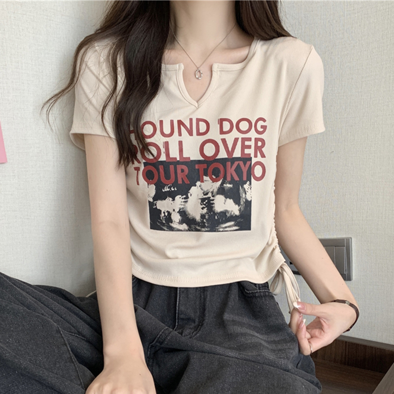 Short-sleeved t-shirt women's summer loose chic Hong Kong style half-sleeved oversize top clothes