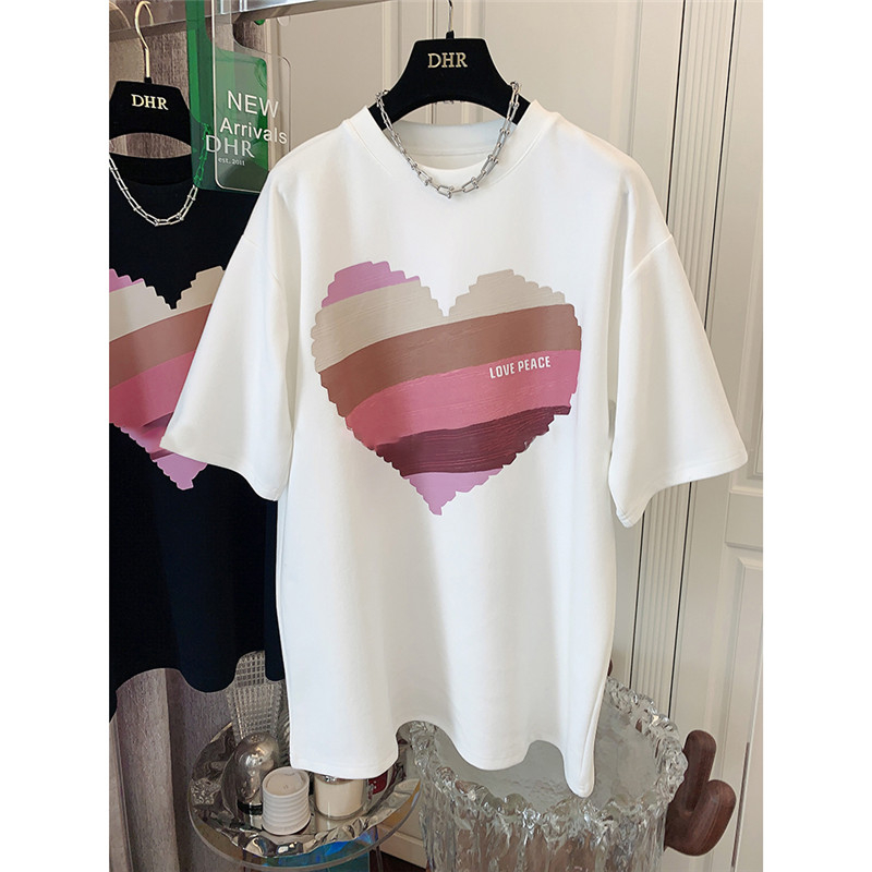 2023 short-sleeved t-shirt women's summer loose chic Hong Kong style half-sleeved oversize top clothes