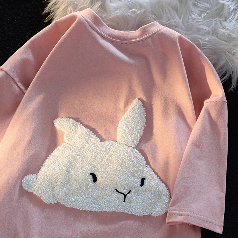 210g pure cotton back bag combed tight new short-sleeved t-shirt female towel embroidery Tmall Douyin quality