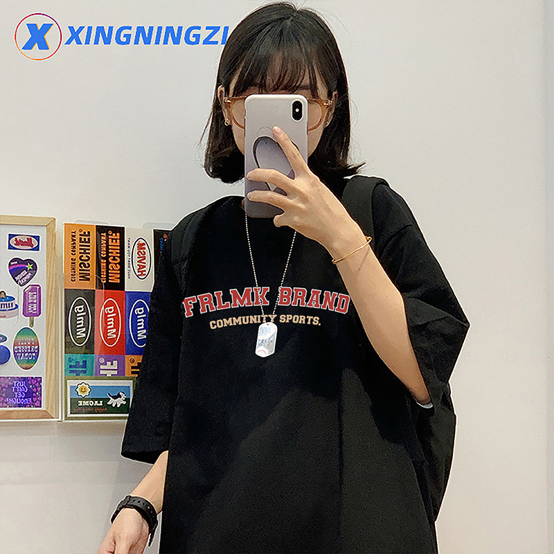 短袖t恤女夏寬鬆chic港味半袖oversize上衣服